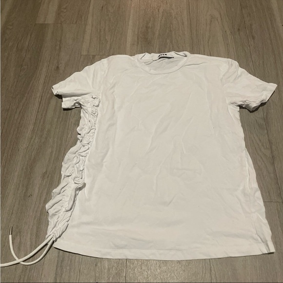 MSGM White Short Sleeve Ruched Tee - Picture 1 of 2